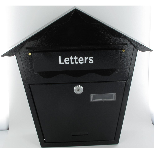 Black Post Box With Pre-drilled Fixing Hole - post black box amtech steel keys letterbox postbox traditional metal mail lock