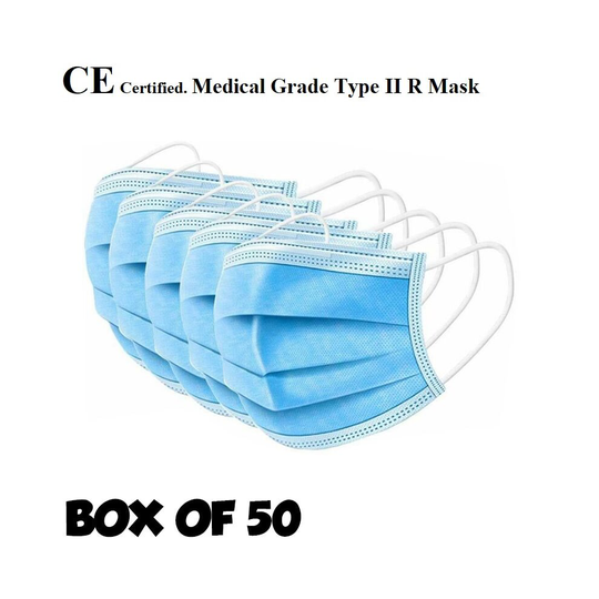 BOX OF 50 Surgical Medical Protective Disposable 3 ply Mask, CE Approved (Surgical)