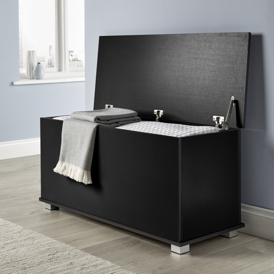 Ottoman Storage Chest Black Toy Chest Bedding Blanket Box Large Black