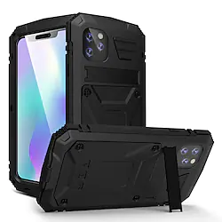Phone Case For Apple Full Body Case with Stand Dustproof Shockproof Solid Colored Metal Lightinthebox