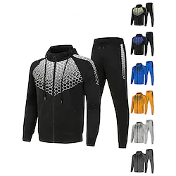 Men's Tracksuit Sweatsuit 2 Piece Full Zip Casual Winter Long Sleeve Thermal Warm Breathable Moisture Wicking Fitness Gym Workout Running Sportswear Activewear Navy Black Yellow Lightinthebox
