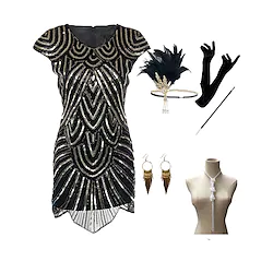 The Great Gatsby Roaring 20s 1920s Cocktail Dress Vintage Dress Flapper Dress Outfits Masquerade Prom Dress Halloween Costumes Prom Dresses Women's Adults' Costume Vintage Cosplay Party Prom Dress Lightinthebox