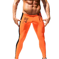 Men's Joggers Sweatpants Patchwork Drawstring Bottoms Athletic Spandex Breathable Quick Dry Moisture Wicking Fitness Gym Workout Running Sportswear Activewear Color Block Green Orange Lightinthebox