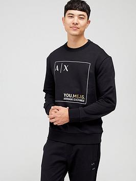 Armani Exchange Ax You, Me, Us Box Logo Sweatshirt - Black