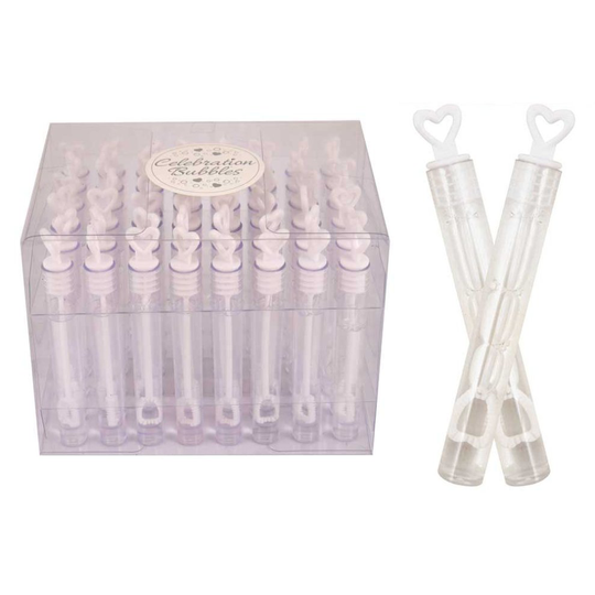 48 Wedding Heart Tube Bubbles (Box)