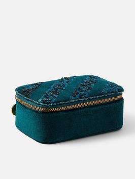 Accessorize Sequin Stripe Velvet Jewellery Box, Green, Women