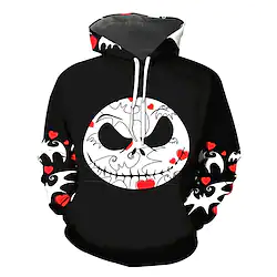 Inspired by The Nightmare Before Christmas Sally Jack Skellington Hoodie Cartoon 3D Harajuku Graphic Kawaii Hoodie For Men's Women's Unisex Adults' 3D Print Polyster Lightinthebox