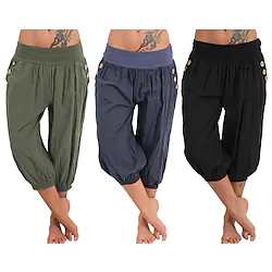 Women's Yoga Pants Side Pockets Harem Bloomers Capri Pants Bottoms Quick Dry Moisture Wicking Lightweight Hippie Boho Light Blue Tangerine powder White Fitness Gym Workout Pilates Summer Lightinthebox