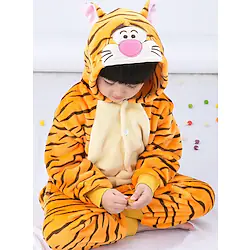 Kid's Kigurumi Pajamas Nightwear Camouflage Tiger Animal Patchwork Onesie Pajamas Flannel Toison Cosplay For Boys and Girls Christmas Animal Sleepwear Cartoon Festival / Holiday Costumes Lightinthebox