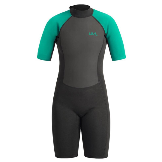 (Black, L) Urban Beach Sailfin Shorty Womens Swimming Triathlon Wetsuit Black/Aqua