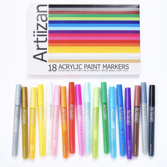 18 Acrylic Paint Pens Extra fine tip 0.7mm Water Based Premium Markers