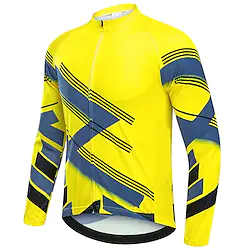21Grams Men's Cycling Jersey Long Sleeve Bike Jersey Top with 3 Rear Pockets Mountain Bike MTB Road Bike Cycling Breathable Quick Dry Moisture Wicking Reflective Strips Yellow Spandex Sports Clothing Lightinthebox