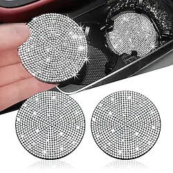 2pcs Bling Car Cup Holder Coaster 2.75 inch Anti-Slip Shockproof Universal Fashion Vehicle Car Coasters Insert Bling Rhinestone Auto Automotive Interior Accessories for Women Lightinthebox