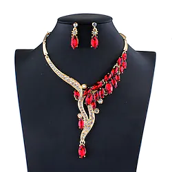 1 set Bridal Jewelry Sets For Women's Crystal Blue Red Gray Wedding Engagement Rhinestone Glass Alloy Geometrical Lightinthebox