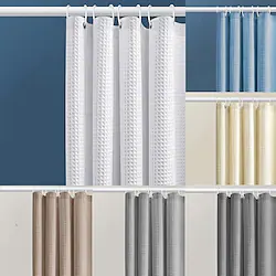 Waffle Shower Curtain with Hooks for Bathroom, Heavy Duty Fabric Shower Curtains with Waffle Weave Hotel Quality Bathroom Shower Curtains Lightinthebox