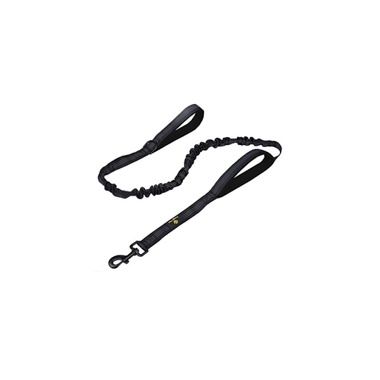 Dog Leash Bungee Double Handle,Shock Absorbing Reflective Elastic Bungee Lead Soft Double Padded 2 Handles for Traffic Safety Control Training, P