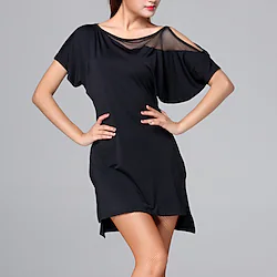 Latin Dance Ballroom Dance Dress Hollow-out Solid Women's Training Performance Short Sleeve High Elastane Lightinthebox