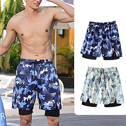 Men's Swim Shorts Swim Trunks Board Shorts Drawstring Elastic Waist Graphic Comfort Breathable Short Casual Holiday Beach Streetwear Stylish Camouflage Blue Black Lightinthebox