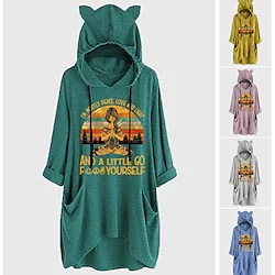 Inspired by Halloween Cat Ear More Costumes Hoodie Sweatshirt Oversized Hoodie Animal Graphic Hoodie For Women's Girls' Adults' Hot Stamping Spandex Homecoming Vacation Lightinthebox