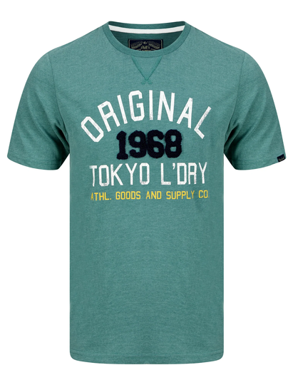 T-Shirts OG Tokyo Motif Cotton T-Shirt in Spruce Green Marl - Tokyo Laundry / S - Tokyo Laundry