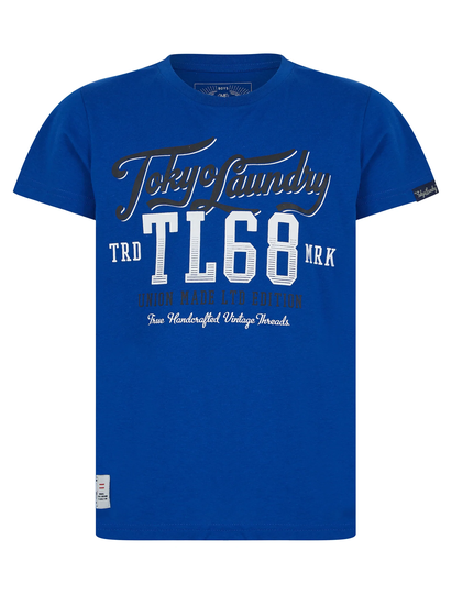 T-Shirts Boys Centre Stage Motif Cotton T-Shirt in Sea Surf Blue - Kids / 3-4 Years - Tokyo Laundry