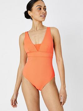 Accessorize Mesh Lexi Shaping Swimsuit - Orange