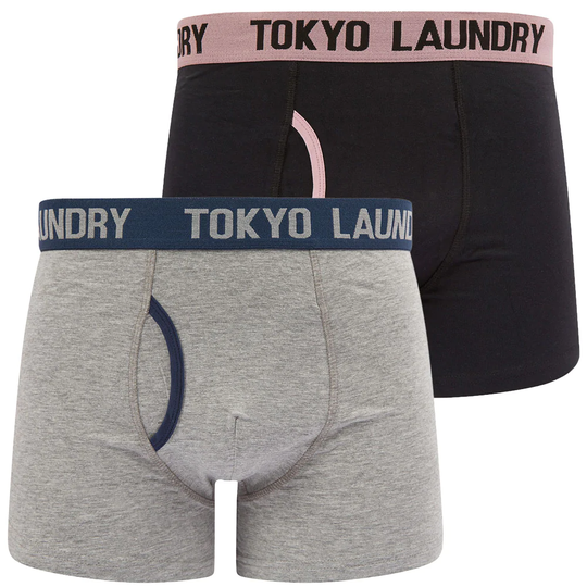 Mens Underwear Desoto (2 Pack) Boxer Shorts Set in Pink Nectar / Mood Indigo - Tokyo Laundry / S - Tokyo Laundry