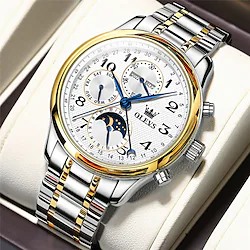 OLEVS Mechanical Watch for Men Analog Automatic self-winding Oversize Luxury Waterproof Calendar Moon Phase Alloy Stainless Steel Creative Lightinthebox