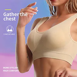 Women's Sports Bra Padded Bra Medium Support Solid Color Light Blue Watermelon Red Spandex Yoga Fitness Running Bra Top Sport Activewear Breathable Quick Dry Moisture Wicking Stretchy Lightinthebox