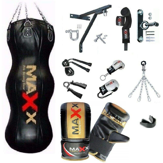 Maxx 4FT Triple body bag uppercut bag punch bag, angled boxing bag+ free chain punching bag set