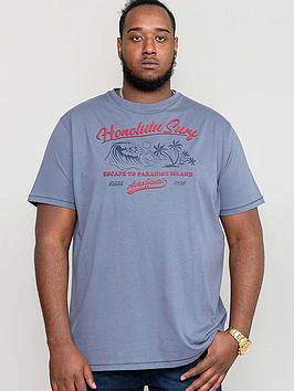 D555 Harble Honolulu Surf Printed T-Shirt - Blue