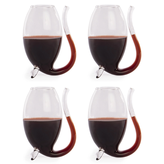 Port Sippers in Gift Box 90ml Set of 4 Upside Down Wine Glasses for Liqueur M&W