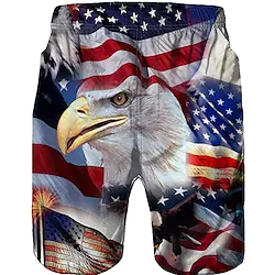 Men's Swim Shorts Swim Trunks Board Shorts Mesh Drawstring Elastic Waist Print Eagle Breathable Quick Dry Knee Length Casual Shorts Blue Lightinthebox