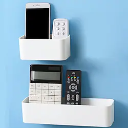 Wall Mounted Storage Box Cosmetic Remote Control Holder Bathroom Rack Wall Shelf Adhesive Storage Case Home Organizer Supplies Lightinthebox