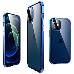 Magnetic Adsorption Case For iPhone 14 Pro Max 13 12 11 X XR XS Max 8 7 PLUS Front and Back Tempered Glass Full Screen Coverage Metal Frame Clear Cover Bumper with Camera Lens Protector Lightinthebox