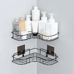 Wall Mounted Sticker Bathroom Shelves Corner Shelf Shower Shelf Toiletries Kitchen Spice Storage Rack Bathroom Accessories Lightinthebox