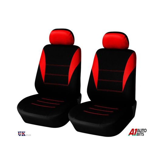 For Car Van Motorhome Bus Mpv Truck 1+1 Universal Red-Black Front Seat Covers