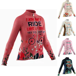 21Grams Women's Cycling Jersey Long Sleeve Bike Jersey Top with 3 Rear Pockets Mountain Bike MTB Road Bike Cycling Breathable Quick Dry Moisture Wicking Reflective Strips Viva Magenta White Rosy Pink Lightinthebox