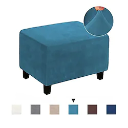 Ottoman Cover Velvet Slipcovers Rectangle Gray Footrest Sofa Slipcovers Covers Stretch Fabric Storage High Spandex Machine Washable Lightinthebox