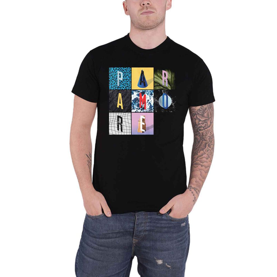 Paramore T Shirt Texture Box Grid Band Logo new Official Mens Black