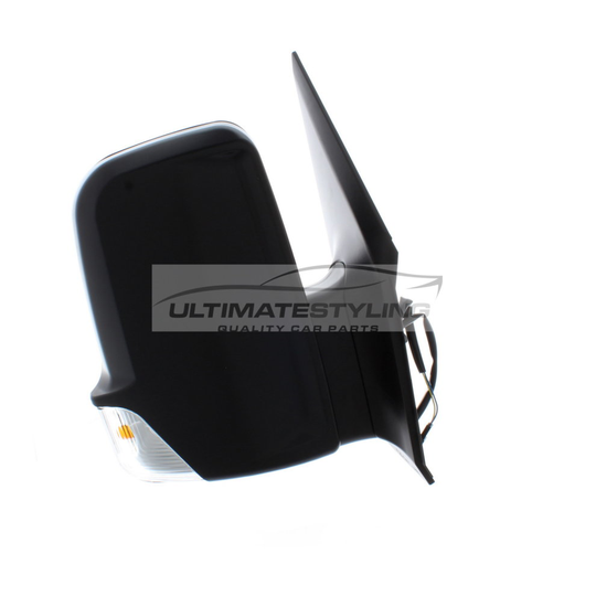 VW Crafter Van 2006-> Manual Short Arm Wing Door Mirror Black Drivers Side O/S