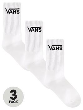 Vans 3 Pack Classic Boys Crew Socks - White, White