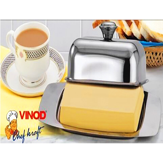 Vinod Stainless Steel Butter Dish Dishes Retro with Lid - Type: Butter Dish with SS Lid