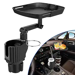 Car Cup Holder Expander with Detachable Tray Multifunctional Car Food Tray Table for Eating with Dual Cup Holder Phone Slot and Adjustable Swivel Arm Perfect Car Organizer for Travel Accessories Lightinthebox