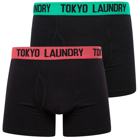 Mens Underwear Southey (2 Pack) Boxer Shorts Set in Raspberry / Mint - Tokyo Laundry / S - Tokyo Laundry
