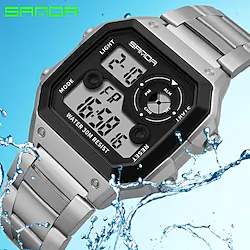 SANDA Stainless Steel Sports Men's Watches Gold Digital Watches Men Fashion Waterproof Count Down Clock Relogio Masculino Lightinthebox