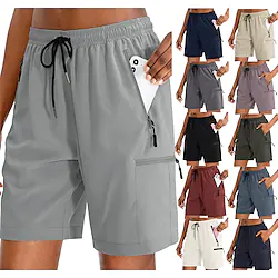Women's Cargo Shorts Hiking Shorts Summer Outdoor Breathable Water Resistant Quick Dry Lightweight Shorts Bottoms Drawstring Zipper Pocket Elastic Waist Dark Grey Purple / Gray Hunting Fishing Lightinthebox