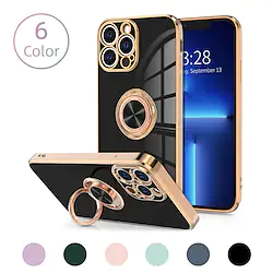 Luxury Ring Case For iPhone 14 13 12 11 Pro Max XS XR X 7 8 Plus SE 2020 Mini Plating Silicone TPU Soft Cover With Ring Holder Stand Lightinthebox