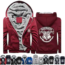 Harry Potter Hogwarts Hooded Sherpa Jacket Graphic Outerwear For Men's Women's Unisex Adults' Hot Stamping Casual Daily Windproof Lightinthebox