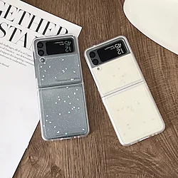 Phone Case For Samsung Galaxy Flip Z Flip 4 Z Flip 3 Flip Transparent sky Glitter Shine TPU PC Lightinthebox